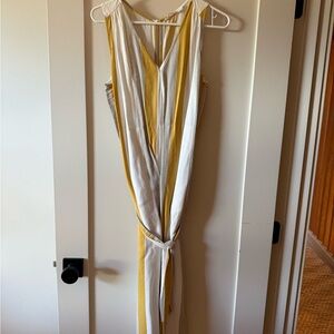 All in Favor Mustard and White Striped Jumpsuit